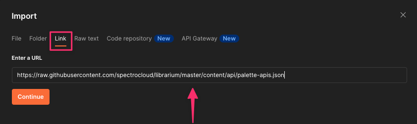 Copy/paste the URL in the **Import** dialog as a link.