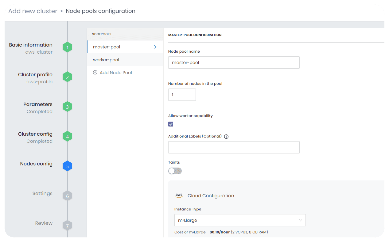 Palette clusters basic information