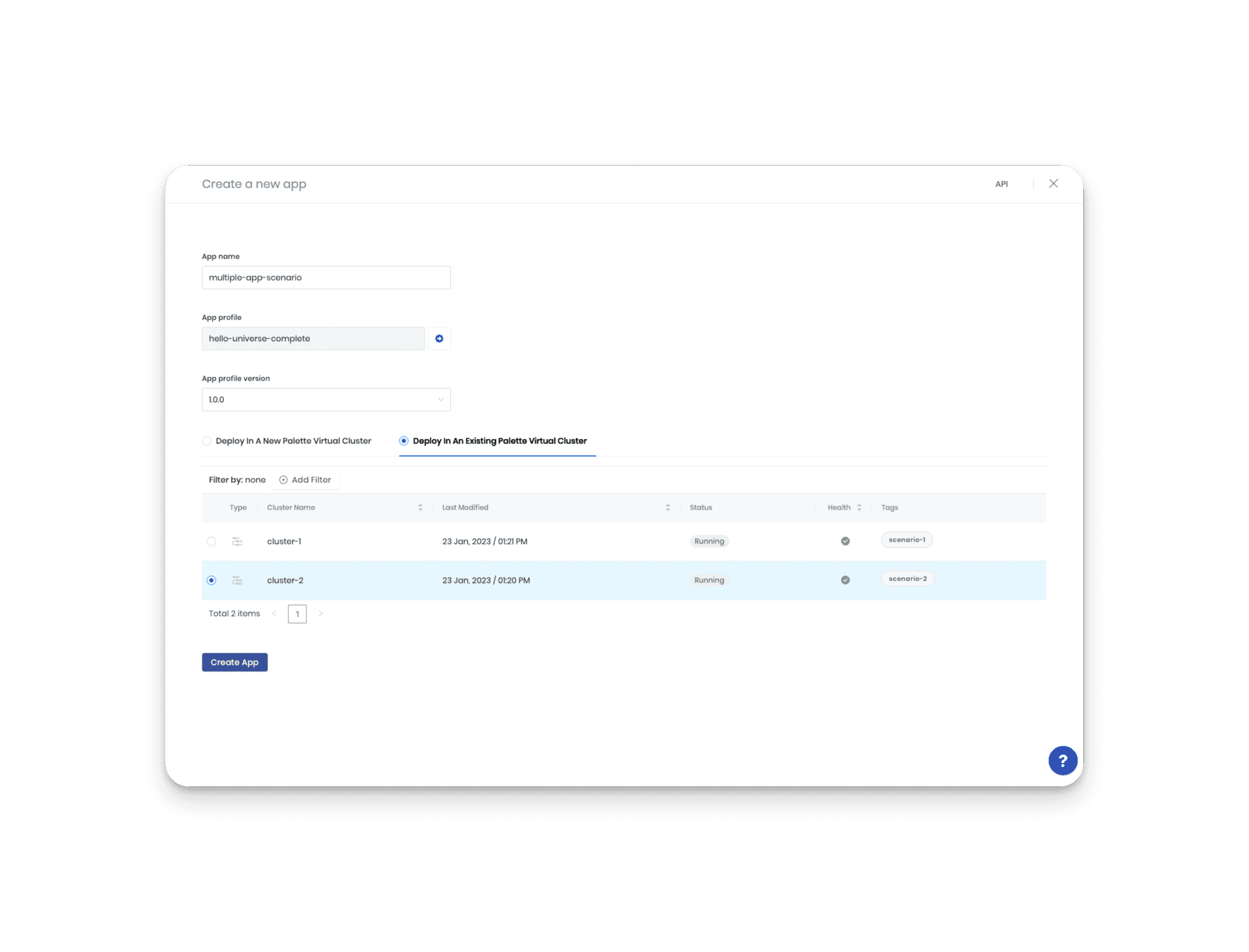 App deployment cluster-2