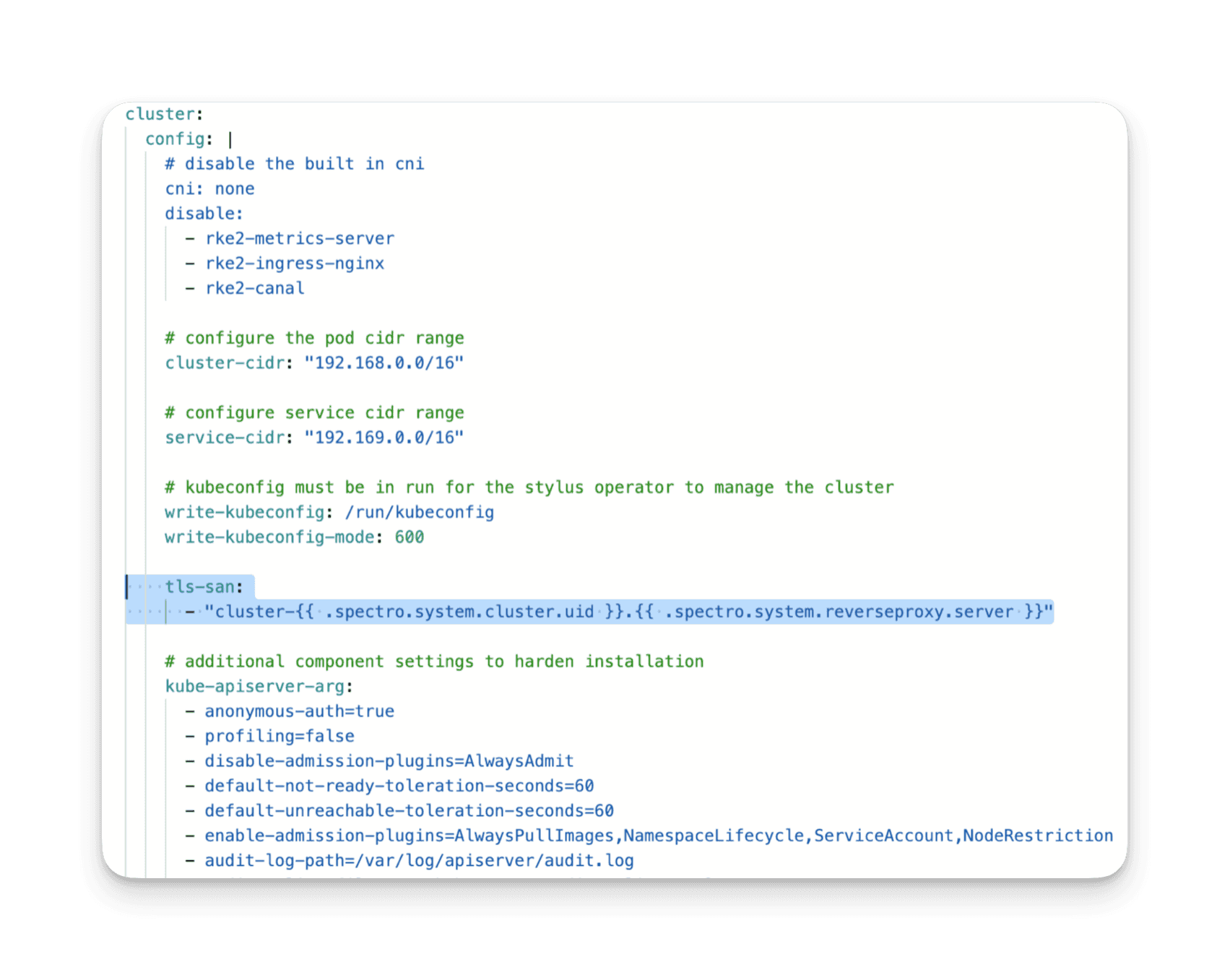 TLS-SAN configuration example