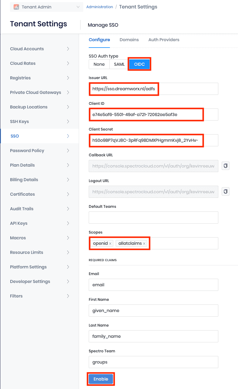 Enable Palette OIDC SSO