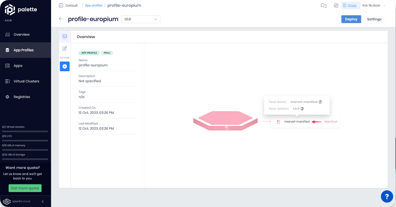 A view of a cursor triggering the info box for a manifest layer.